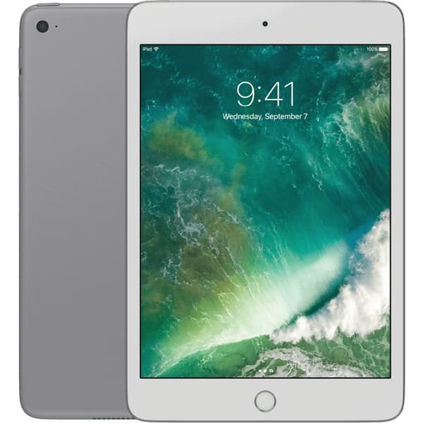 iPad Mini 4 (2015) Silver WIFI + Cellular 128GB Klass A 100% batteri (refurbished)