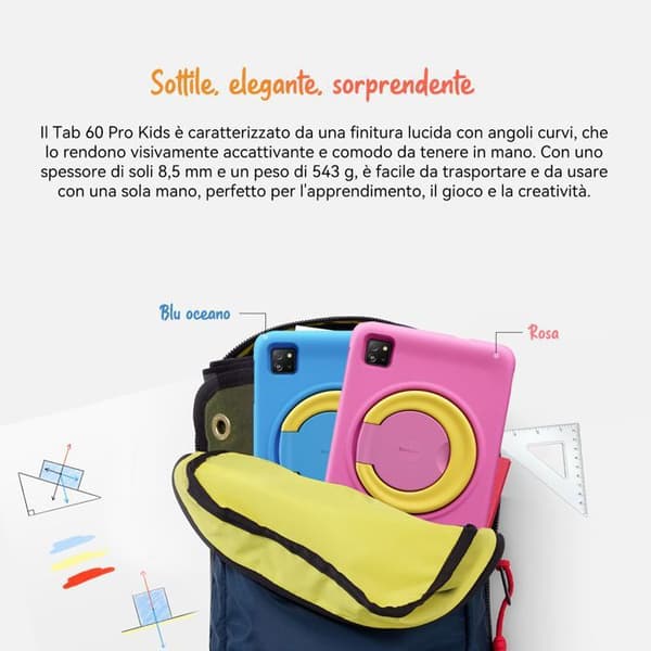 Barn Taktile Tab Blackview Tab 60 Pro Kids 10.1" RAM 12Go ROM 128Go-SD 2To, Android 15 7700 mAh WiFi6 Med Z10 Klocka Blå