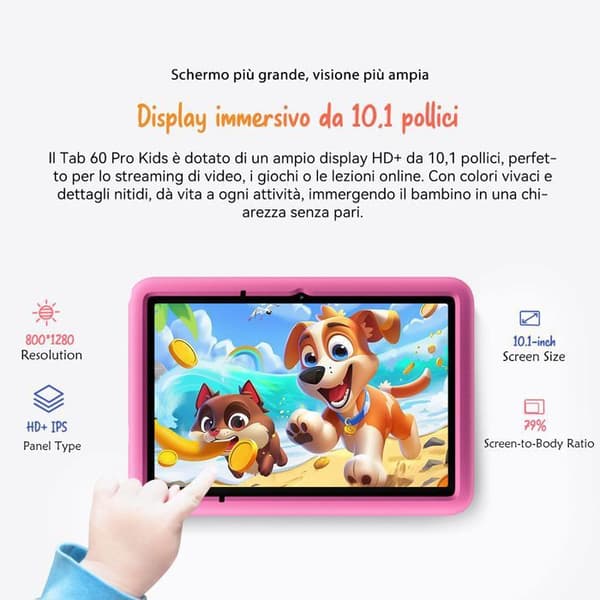 Barn Tablet Blackview Tab 60 Pro 10,1" RAM 12GB ROM 128GB-SD 2TB, Android 15 7700 mAh WiFi6 Med Z10 Klocka Rosa