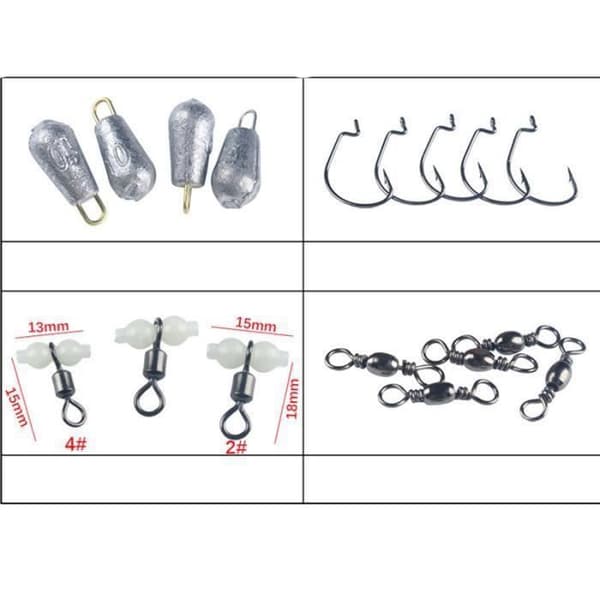 177st Fisketillbehör Kit Krokar Stoppare Bouncer Paljetter med Box Aw57937