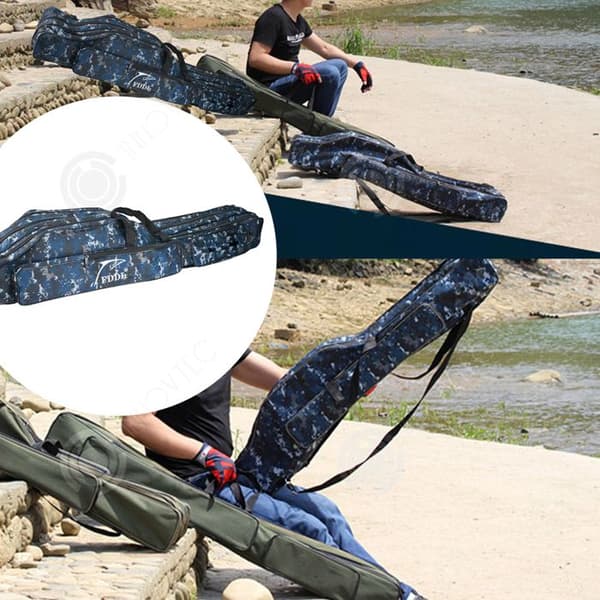INN hopfällbar canvas fiskeväska 150 cm 3 lager fiskeryggsäck Stor kapacitet Bärbar Kan bäras i handen eller på ryggen