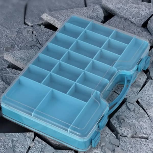 Fiskegrej Organizer, Dobbelt-Lags Design, Multi-Compartment Opbevaring,Blå