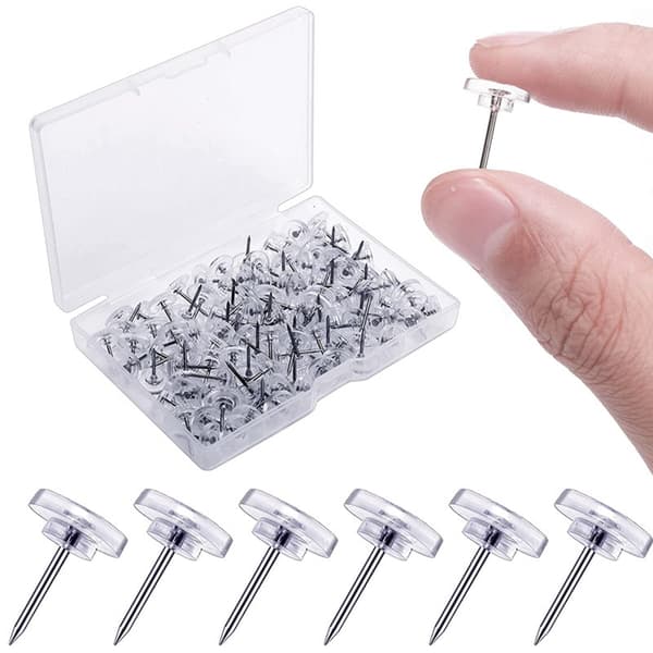 Genomskinliga tryckstift för korkbräda 100 round push pins