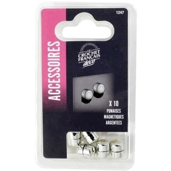Magnetiska nålar - LE CROCHET FRANCAIS - Silver - Förpackning med 10 - Kontorsaccessoarer