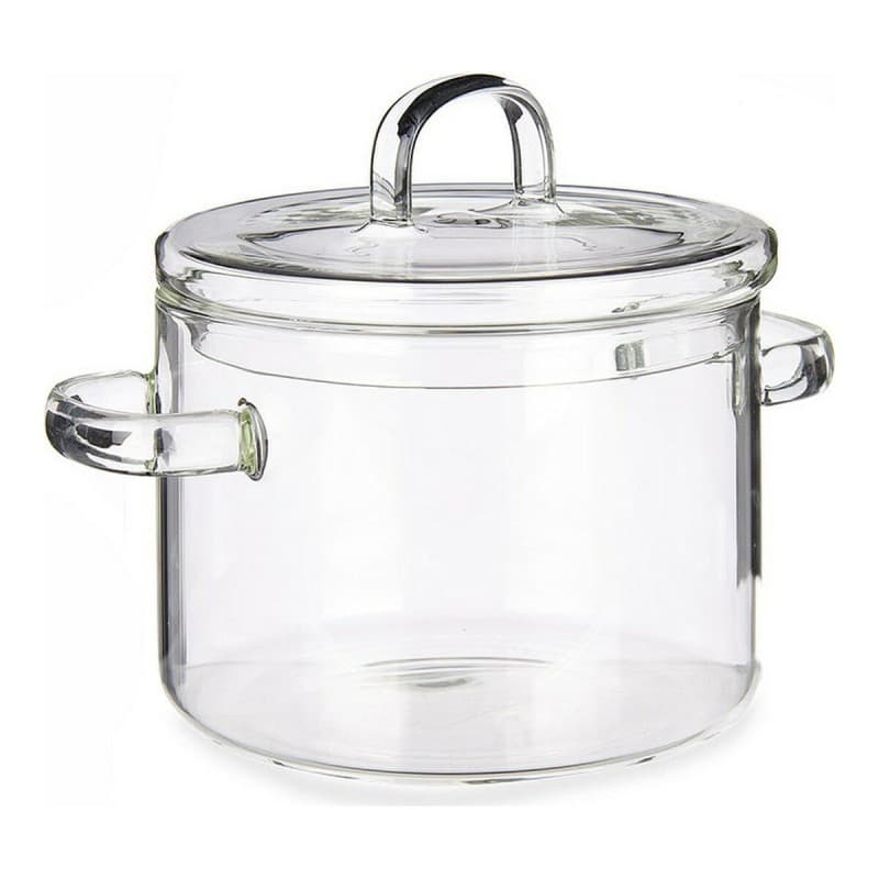 Gryta med lock Transparent Borosilikatglas (13,5 x 13,8 x 19 cm)