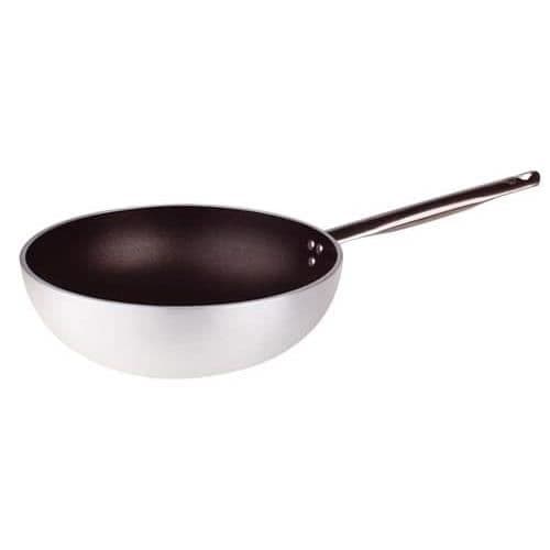 Pentole Agnelli Ligne Aluminium 5 mm Platinum Wok med Plan Fondo 32 cm Silver - Pentole AgnelliALSA2111WPS32