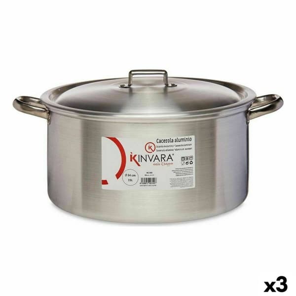Kastrull med lock Kinvara 100012 Silvrig 15 L (3 antal)