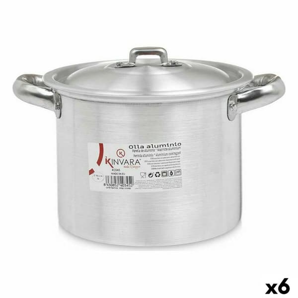 Gryta med lock Kinvara 100031 Silvrig Aluminium 23,5 x 15 x 18 cm (6 antal)