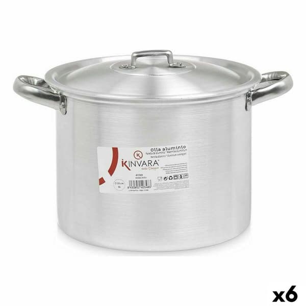 Gryta med lock Kinvara 100034 Silvrig Aluminium 31 x 20 x 24 cm (6 antal)