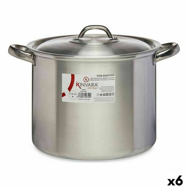 Gryta med lock Kinvara 100035 Silvrig Aluminium Ø 24 cm (6 antal)