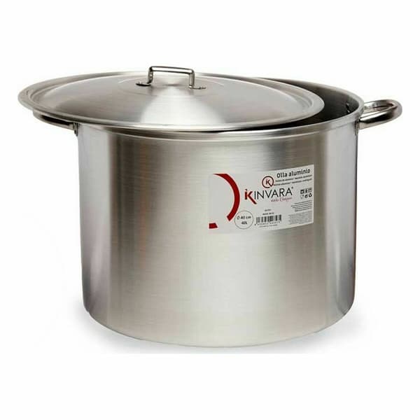 Gryta med lock Silvrig Aluminium 53 x 34 x 43 cm (2 antal)