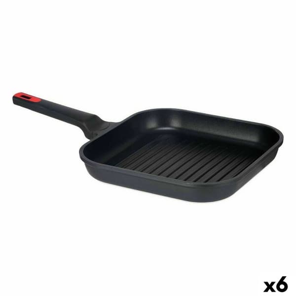Räfflad stekpanna Kinvara 77781 Svart Aluminium Bakelit 28 x 28 cm (6 antal)