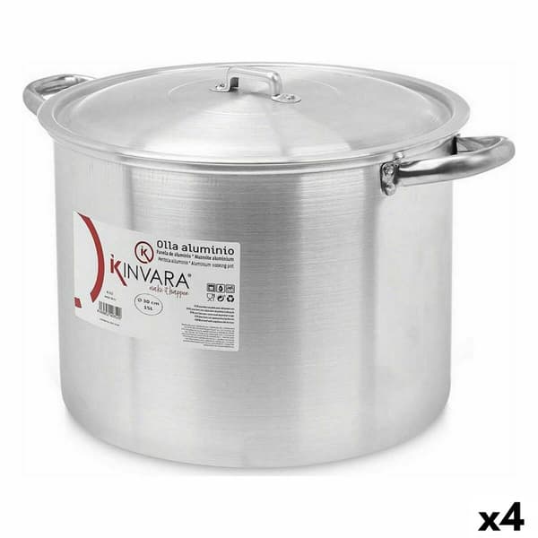 Gryta med lock Ø 30 cm Silvrig Aluminium (4 antal)