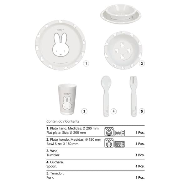 Children's dish set Miffy Niebla (5 Pieces)