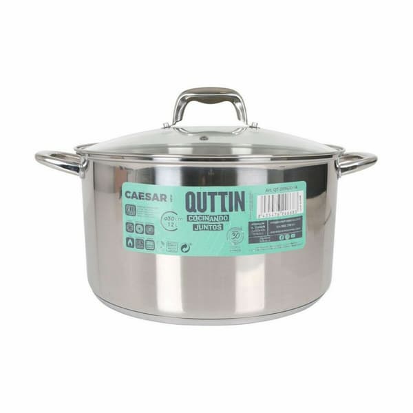 Kastrull med glaslock Quttin Caesar Stål ø 30 x 17,5 cm (2 antal)