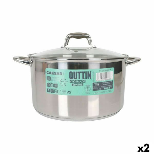 Kastrull med glaslock Quttin Caesar Stål ø 30 x 17,5 cm (2 antal)