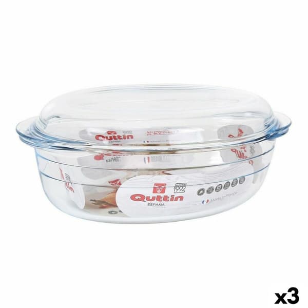 Kastrull med lock Quttin 63095 Glas 33 x 20 x 13 cm (3L + 1L)