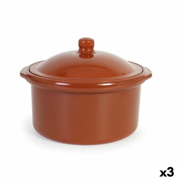 Gryta med lock Azofra Terrakotta 30,5 x 28 x 21 cm (3 antal)