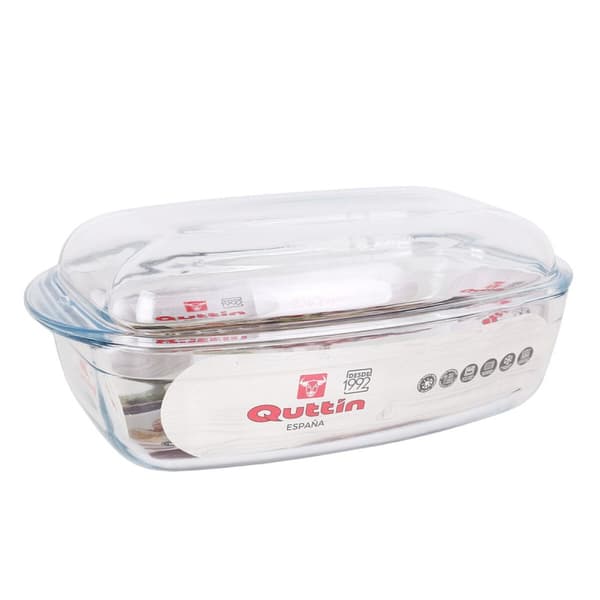 Kastrull med lock Quttin Transparent 6,7 l Glas 37 x 22 x 14,1 cm (3 antal)