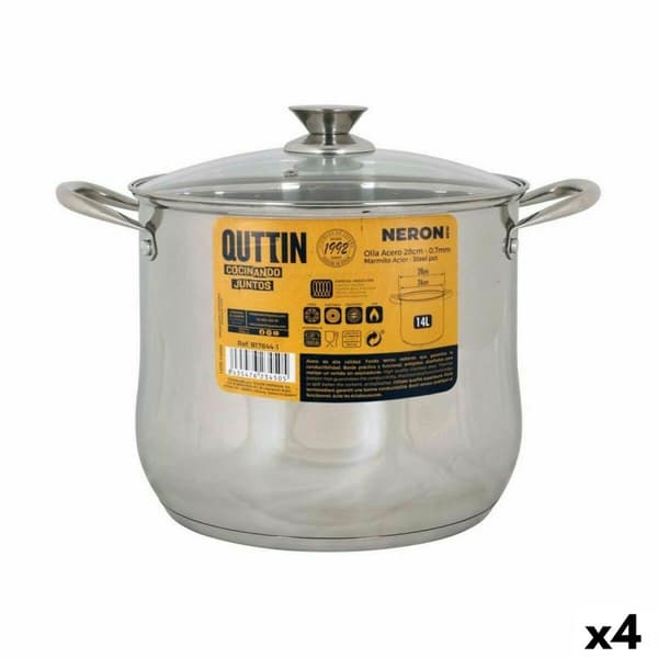 Kastrull med glaslock Quttin New Neron Stål 27,3 x 23 cm (4 antal)