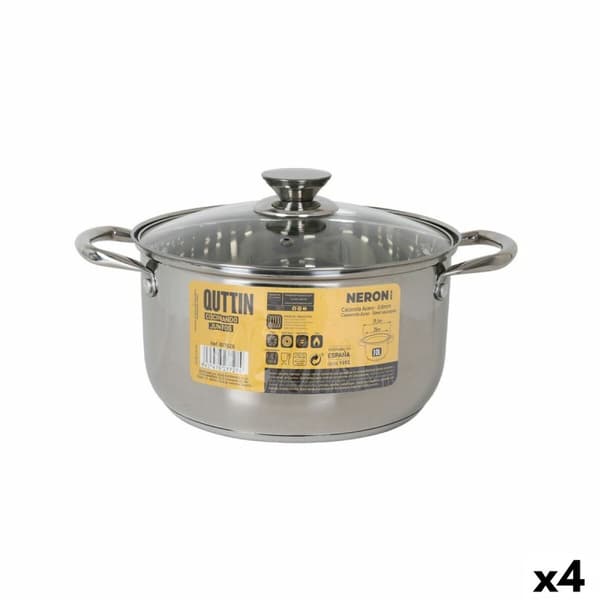Kastrull med glaslock Quttin New neron Stål 10 L (4 antal)