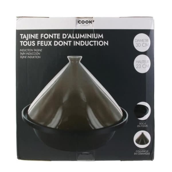 Tajinegryta i gjutjärn "induktion" 30cm Taupe - Paris Prix