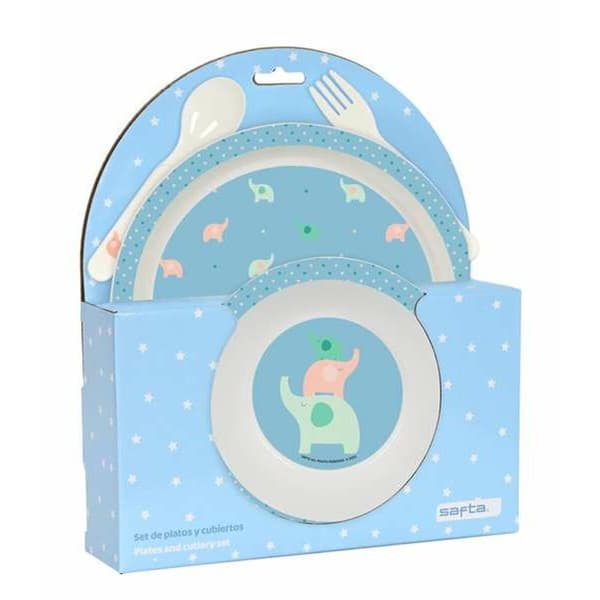 Children's dish set Safta Elefantes Polyurethane Green 4 Pieces