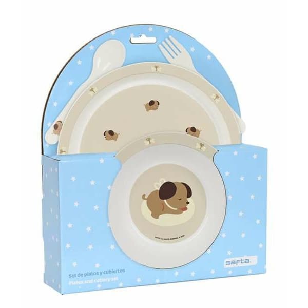 Children's dish set Safta Polyurethane Beige Puppy 4 Pieces