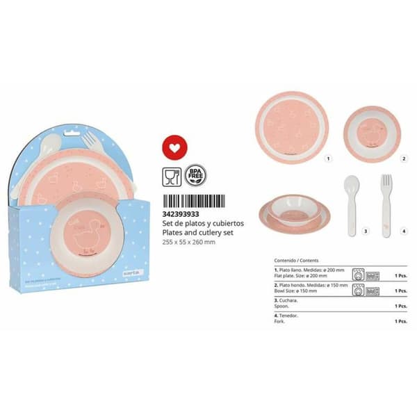 Children's dish set Safta Patito Polyurethane Pink 4 Pieces