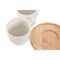 Pikkukuva 3 / 4: Set of 6 Cups with Plate Home ESPRIT White Natural Bamboo Porcelain 220 ml