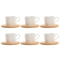 Pikkukuva 1 / 4: Set of 6 Cups with Plate Home ESPRIT White Natural Bamboo Porcelain 220 ml