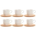 Miniatyrbillede 1 af 4: Set of 6 Cups with Plate Home ESPRIT White Natural Bamboo Porcelain 220 ml