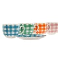 Miniatyrbillede 2 af 3: Set of 6 Cups with Plate Home ESPRIT Blue Green Orange Pink Porcelain Stripes Mediterranean 240 ml
