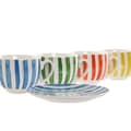 Miniatyrbild 2 av 3: Set of 6 Cups with Plate Home ESPRIT Yellow Blue Green Coral Porcelain Stripes Mediterranean 240 ml