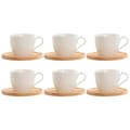 Miniatyrbillede 1 af 4: Set of 6 Cups with Plate Home ESPRIT White Natural Bamboo Porcelain 220 ml