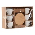 Miniatyrbillede 4 af 4: Set of 6 Cups with Plate Home ESPRIT White Natural Bamboo Porcelain 220 ml