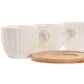 Miniatyrbillede 2 af 4: Set of 6 Cups with Plate Home ESPRIT White Natural Bamboo Porcelain 220 ml