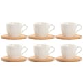 Miniatyrbillede 1 af 4: Set of 6 Cups with Plate Home ESPRIT White Natural Bamboo Porcelain 220 ml