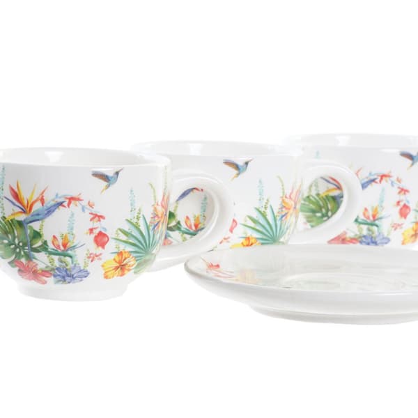 Piece Coffee Cup Set DKD Home Decor Multicolour Dolomite 180 ml