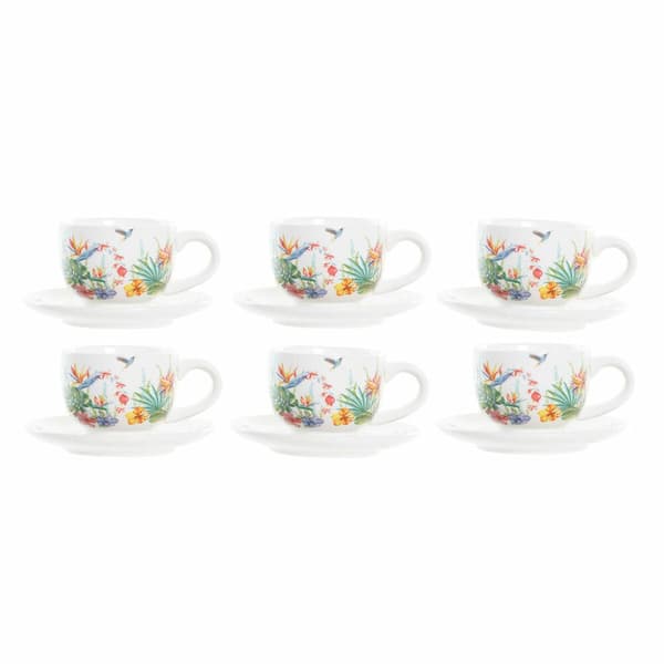 Piece Coffee Cup Set DKD Home Decor Multicolour Dolomite 180 ml