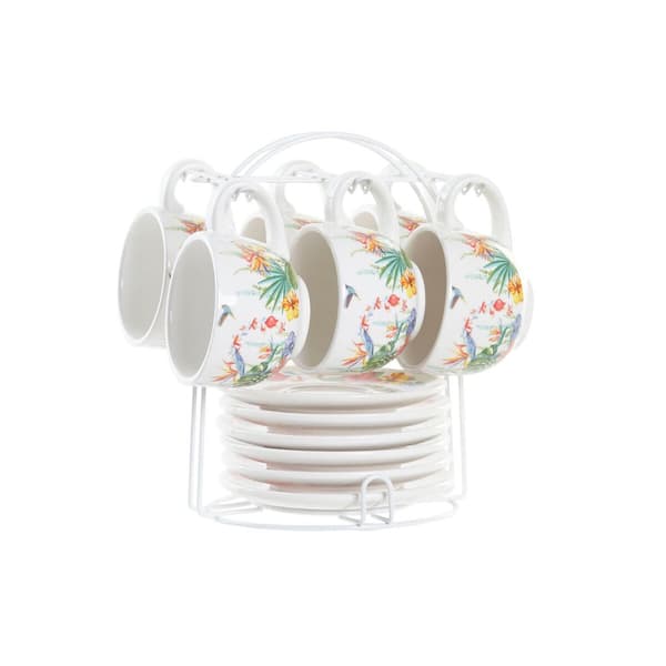 Piece Coffee Cup Set DKD Home Decor Multicolour Dolomite 180 ml