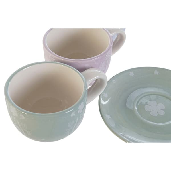 Coffee Set DKD Home Decor Blue White Green Lilac Metal Dolomite 180 ml