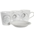 Miniatyrbillede 2 af 3: Set of Mugs with Saucers DKD Home Decor White Metal Stoneware 180 ml 12 x 12 x 2 cm