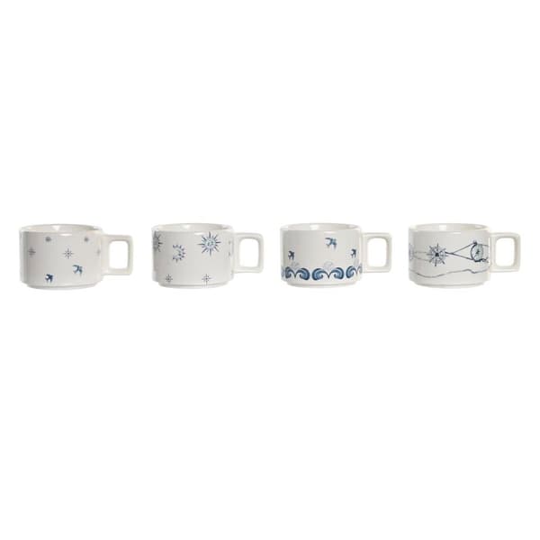 Piece Coffee Cup Set DKD Home Decor Blue White Metal Dolomite 260 ml