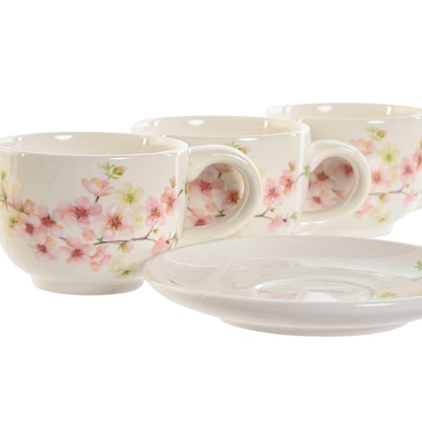 Piece Coffee Cup Set Home ESPRIT Yellow White Pink Lilac Metal Dolomite 180 ml