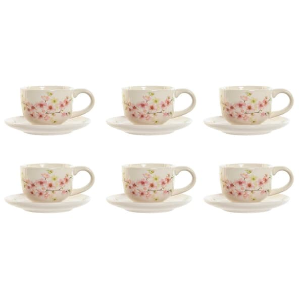 Piece Coffee Cup Set Home ESPRIT Yellow White Pink Lilac Metal Dolomite 180 ml
