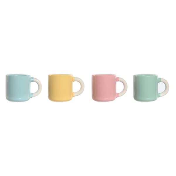 Piece Coffee Cup Set Home ESPRIT Yellow Blue Green Pink Porcelain 110 ml 4 Pieces
