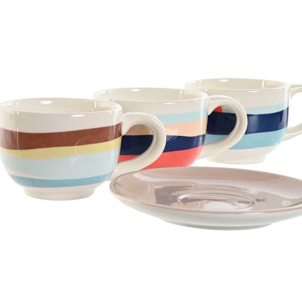 Piece Coffee Cup Set Home ESPRIT Yellow Blue Green Lilac Metal Dolomite 180 ml