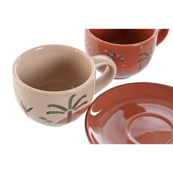 Piece Coffee Cup Set Home ESPRIT Yellow Beige Terracotta Lilac Metal Dolomite 180 ml