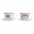 Miniatyrbild 1 av 3: Cup with Plate DKD Home Decor White Green Lilac Porcelain 220 ml (2 Units)